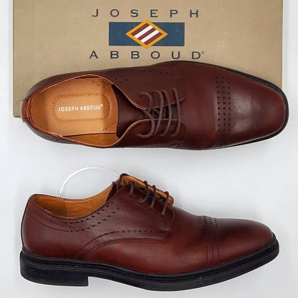 Joseph Abboud Brown Leather Wingtip Derby Oxfords Tie Classic Mens Size 12 Joseph Abboud Brown Wingtip Dress Shoes for Men for sale | eBay main image 3